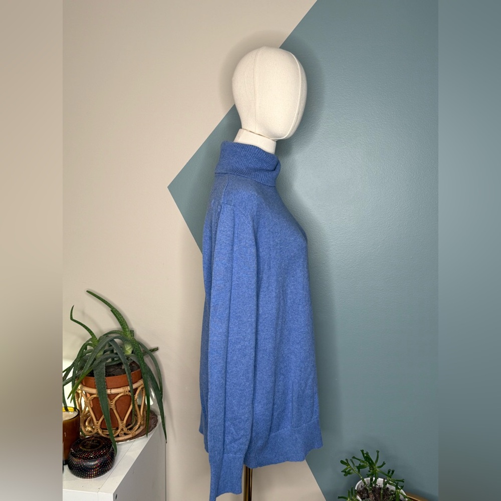 L.L.Bean Cotton Cashmere Turtleneck Sweater Blue Plus Size IX 1X - Picture 3 of 13